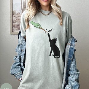 Comfort Colors® Funny Cat Halloween Shirt, Cute Witchy Cat Lover Tshirt, Magical Black Cat Lover Shirt Spooky Halloween Tee Gift For Cat Mom Bay