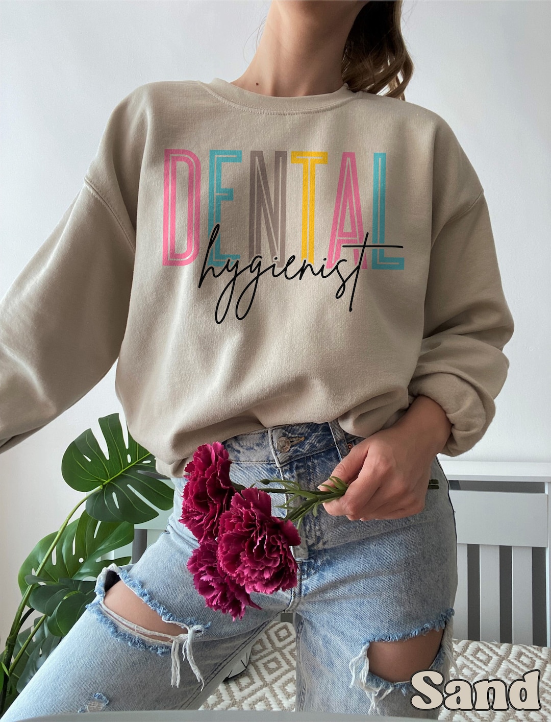 Dental Hygienist Sweatshirt Colorful Dental Hygiene Crewneck Sweater