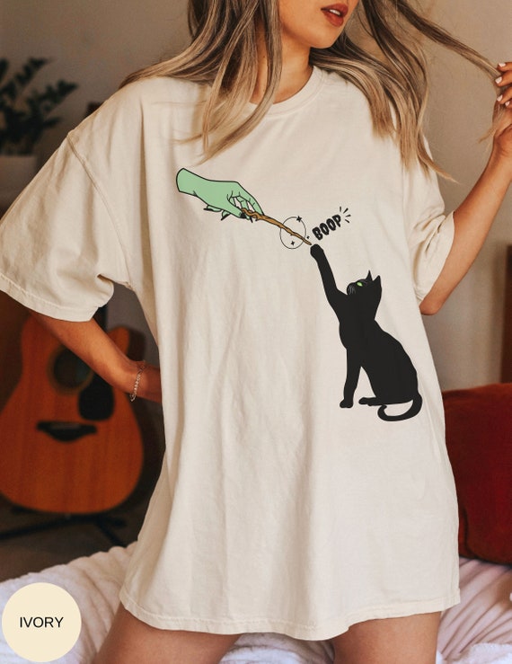 Comfort Colors® Funny Cat Halloween Shirt, Cute Witchy Cat Lover Tshirt, Magical Black Cat Lover Shirt Spooky Halloween Tee Gift For Cat Mom