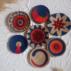 Set of 7 Baskets Wall Decor, African Wall Art, Boho Wall Art , Handwoven Wall Baskets, African Wall Plate, Gifts For Women,Housewarming Gift