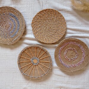 Set Of 4 Baskets Wall Decor, Wall Basket, Boho Wall Art, Boho Wall Decor, African Wall Plate , Wicker Wall Decor, Handwoven Wall Baskets