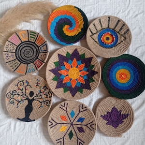 African Wall Basket, Boho Wall Art, African Wall Plate, Evil Eye Wall Plate, Handpainted Baskets, Yoga Wall Art, Gifts For Women