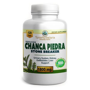 Chanca Piedra Stone Breaker - 120 unidades - Originário do Peru - 1800 mg por porção - Fabricado nos EUA - Suporta: rins, cálculos biliares, suplemento de fígado