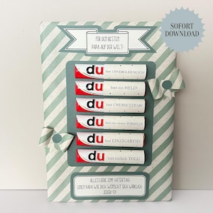 Vatertagsgeschenk, 6 Duplo Banderolen plus Botschaften, Vatertag, Geschenk für Papa, Last Minute, DIY Geschenkidee, PDF