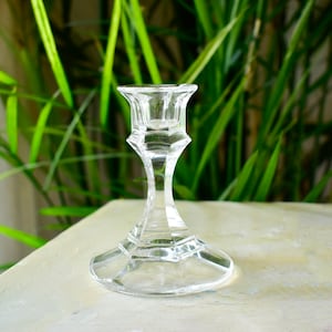Vintage Crystal Glass Candlestick Holder, Vintage Crystal Candle Holder, Glass Candlestick Holder
