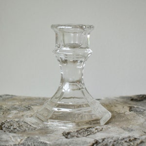 Vintage Crystal Glass Candlestick Holder, Vintage Crystal Candlesticks, Vintage Glass Candleholders