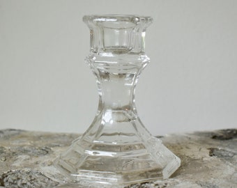 Vintage Crystal Glass Candlestick Holder, Vintage Crystal Candlesticks, Vintage Glass Candleholders