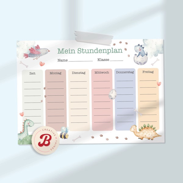 Stundenplan für Kinder | Jungen, Grundschule, PDF Vorlage, digitaler Download