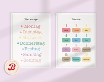 Montessori learning poster for kids | months and days of the week