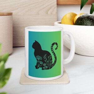Black Cat Mug, Cat Coffee Mug, Cat Cup, Cute Cat Mug, Cat Owner Gift, Cat Mugs, Cat Teamed Gifts, Gift For Cat Lovers, Silhouette Cat