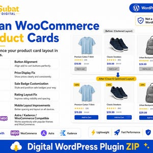 WooCommerce Product Card Fixer Pro Plugin | Layout, Buttons, Prices (Digital Download)