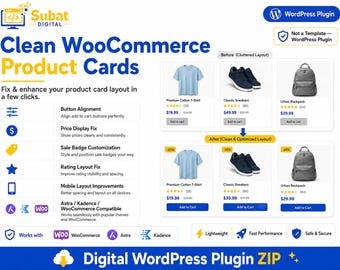 WooCommerce Product Card Fixer Pro Plugin | Layout, Buttons, Prices (Digital Download)
