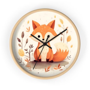 Adorable Wall Clock with Woodland Fox Theme Perfect for Nursery Decor