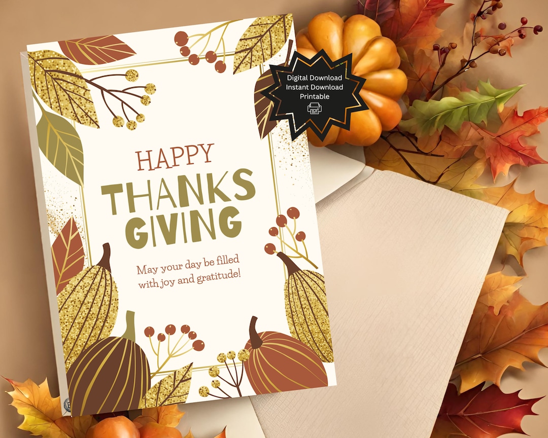 Digital Printable Thanksgiving Card Printable Thanksgiving Card