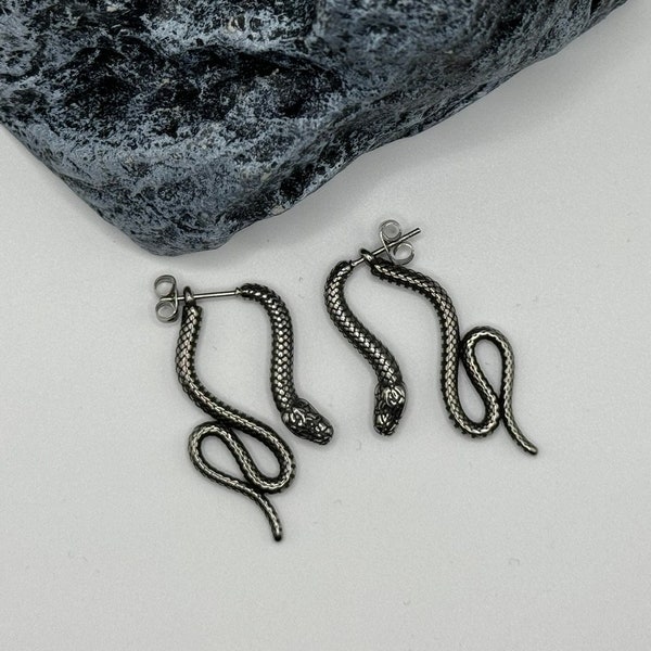 Gothic Snake Earrings, Dangle & Drop Earrings, Nordic Serpent Design, Viking Gift for Her, Gothic Accessory