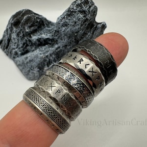 Viking Rune Ring, Odin Nordic Viking Ring, Gothic Letter Viking Ring, Viking Amulet Rune Rings, Birthday Gifts, Anniversary Gifts image 1