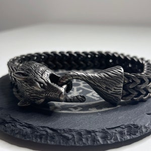 Fenrir Wolf Viking Bracelet, Norse Mythology, Viking Bracelet, Nordic Bracelet, Unique Viking Gift