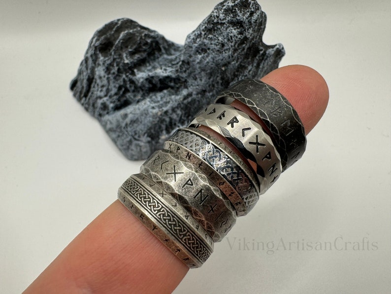 Viking Rune Ring, Odin Nordic Viking Ring, Gothic Letter Viking Ring, Viking Amulet Rune Rings, Birthday Gifts, Anniversary Gifts image 1