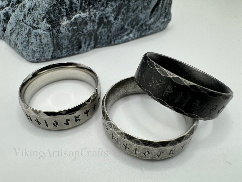 Viking Rune Ring, Odin Nordic Viking Ring, Gothic Letter Viking Ring, Viking Amulet Rune Rings, Birthday Gifts, Anniversary Gifts image 5