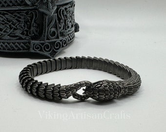 Midgard Serpent Bracelet, Jormungandr Nordic Jewelry, Norse World Serpant, Men's Bracelet, Viking Gift, Nordic Style