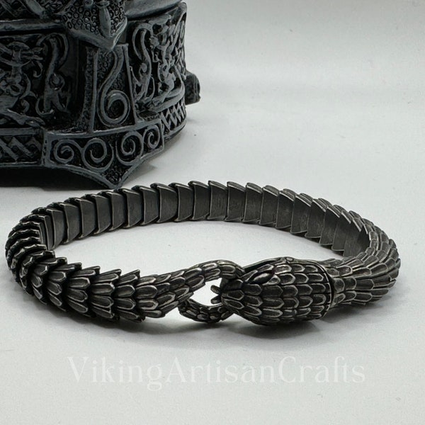 Midgard Serpent Bracelet, Jormungandr Nordic Jewelry, Norse World Serpant, Men's Bracelet, Viking Gift, Nordic Style