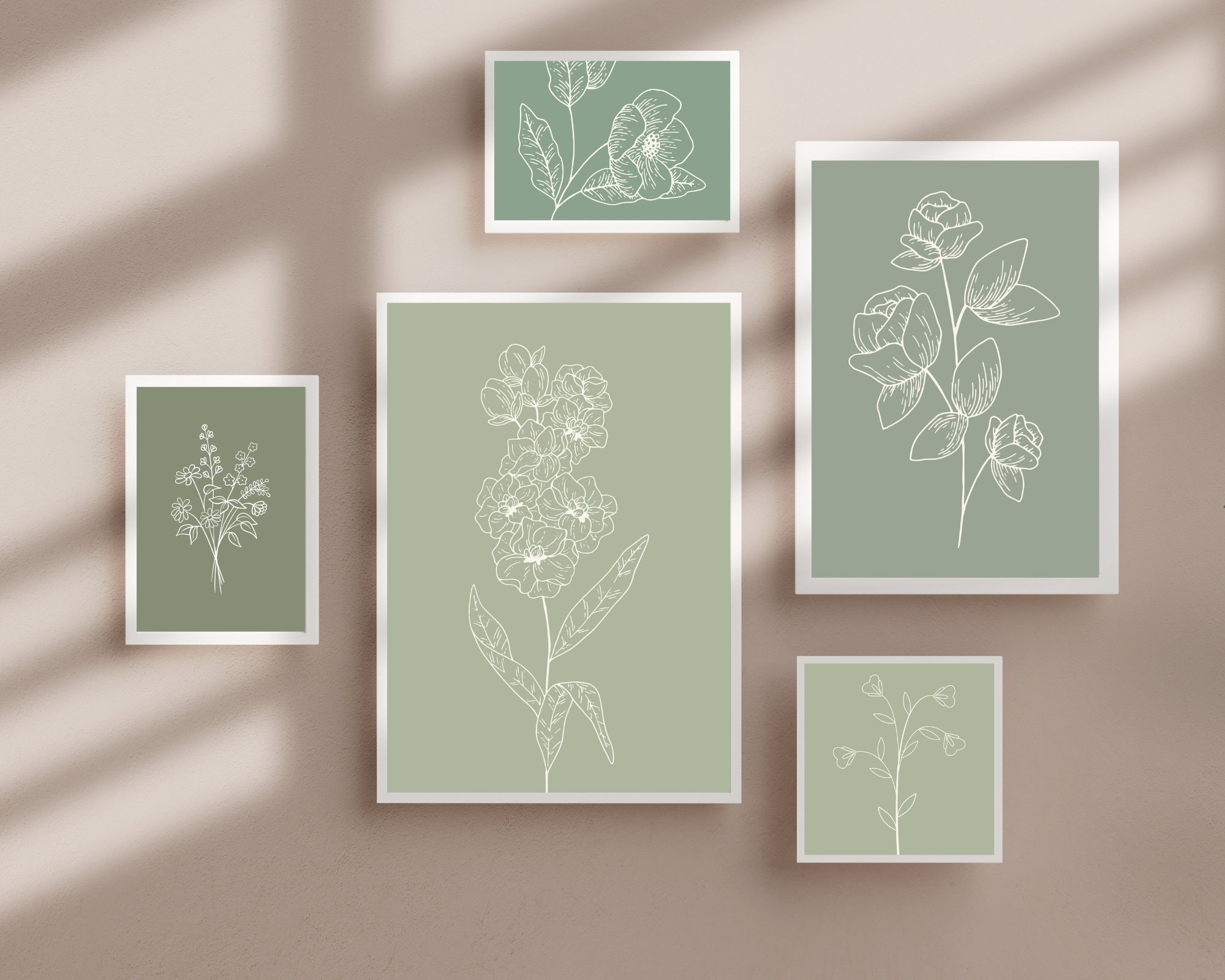 Sage Green Wall Art, Elegant Sage Green Home Decor, Sage Green Wall ...