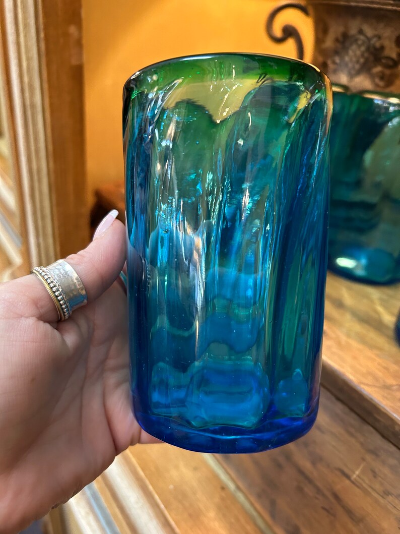 Blenko Style Blown Glass Tumblersset of 7 Blown Glass Tumblers