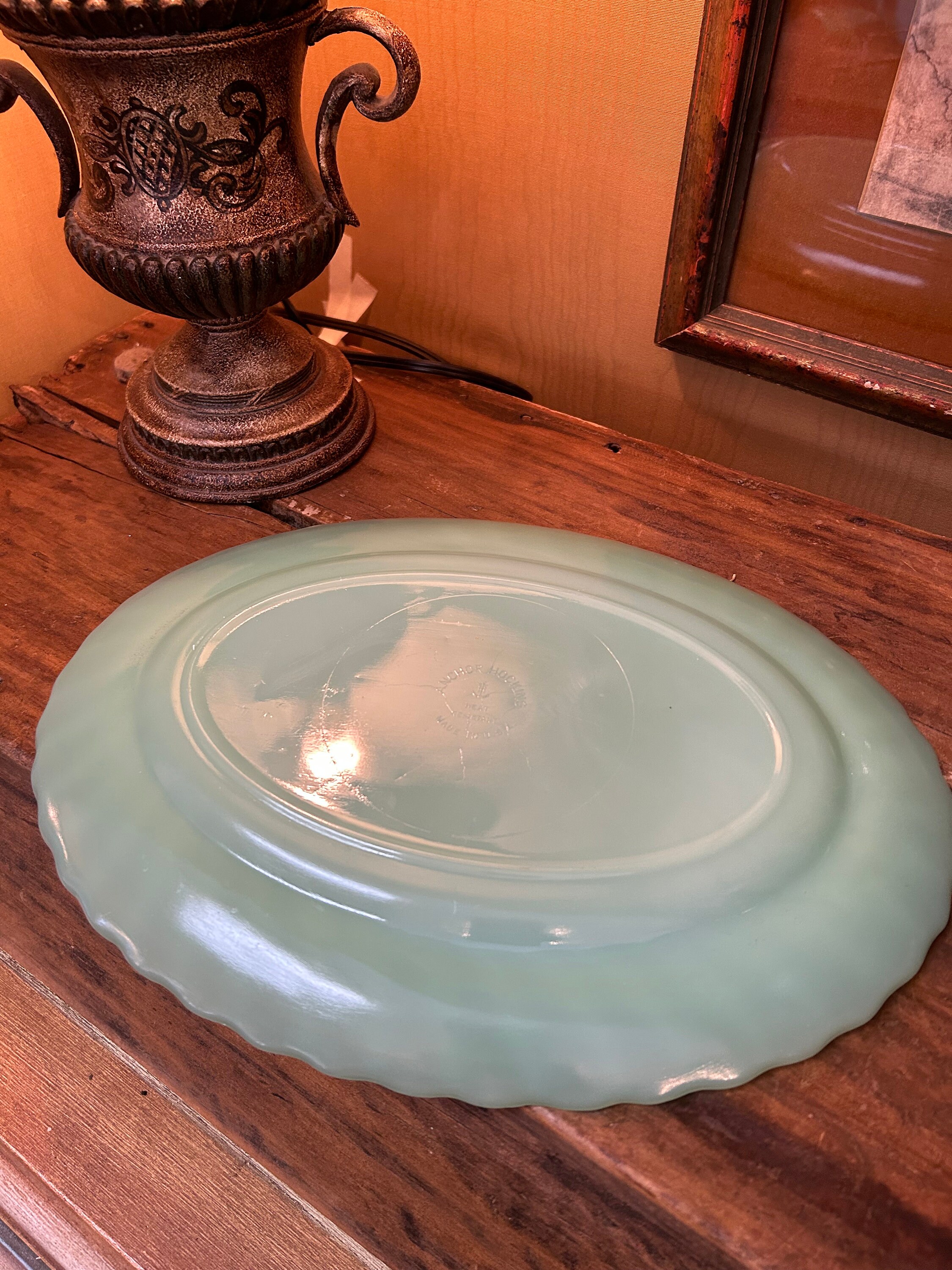 Anchor Hocking Swirl Shell Jadeite. Jadeite Green Oval Platter Serving