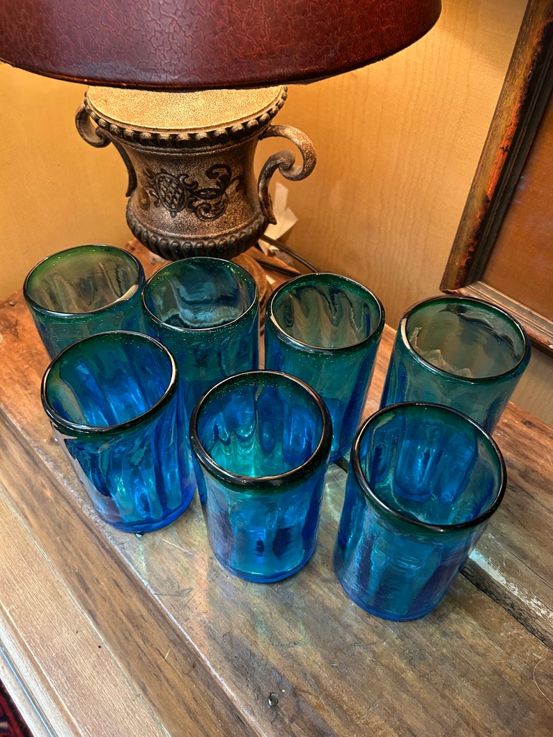 Blenko Style Blown Glass Tumblersset of 7 Blown Glass Tumblers