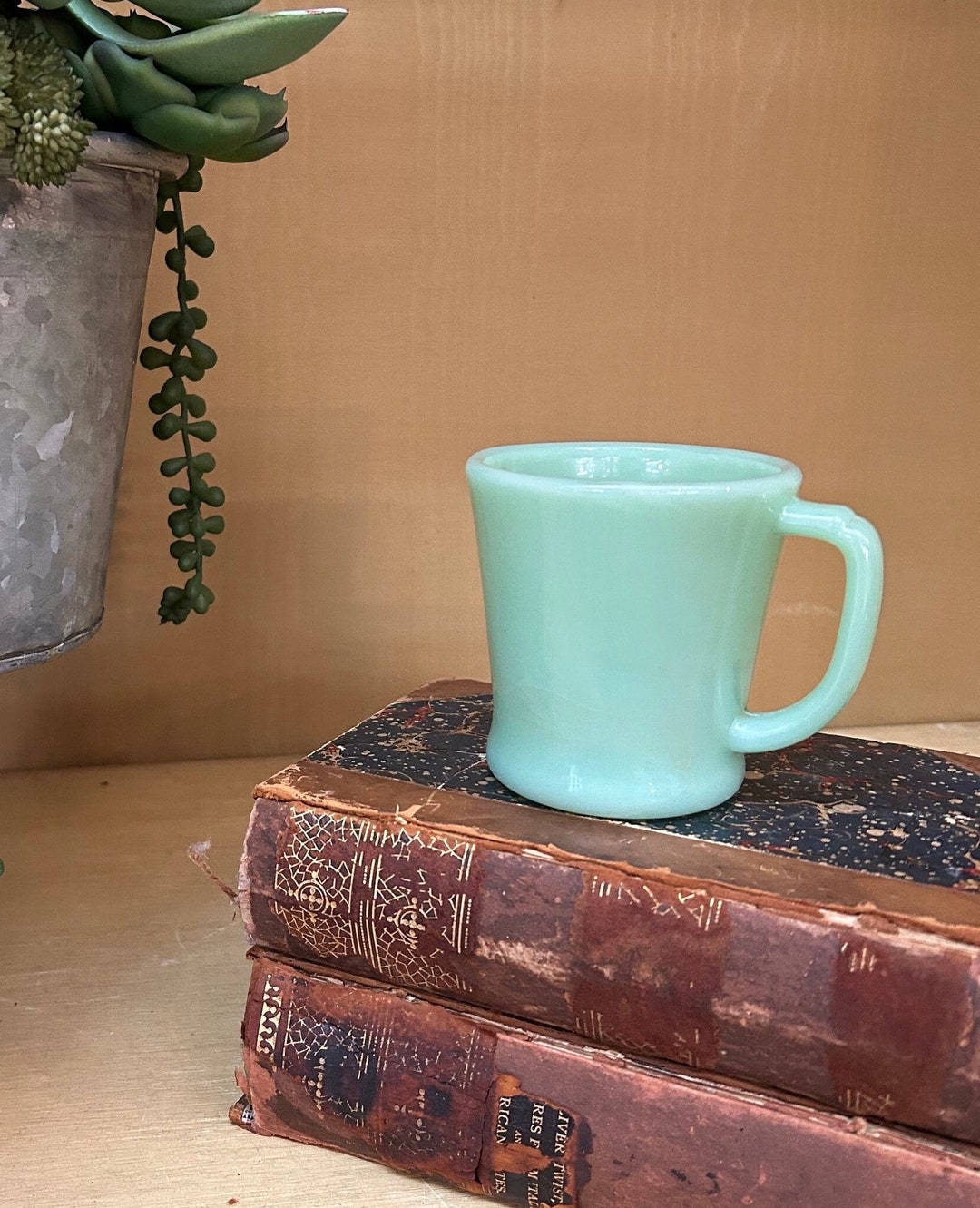 Fire King Jadeite D Handle Mug. Vintage Fire King Mug. Jadeite