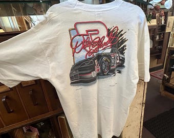 Vintage 90s NASCAR Mens L Spell Out Dale Earnhardt Racing White T-shirt Made in USA