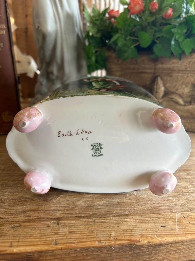 Antique Limoges Guerin Handpainted Porcelain Cache Pot- Artist Signed ...