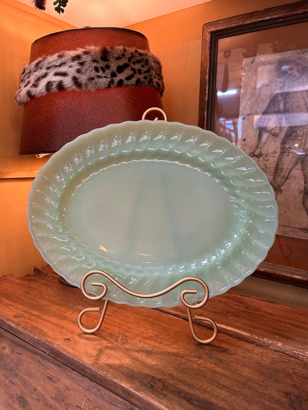 Anchor Hocking Swirl Shell Jadeite. Jadeite Green Oval Platter Serving