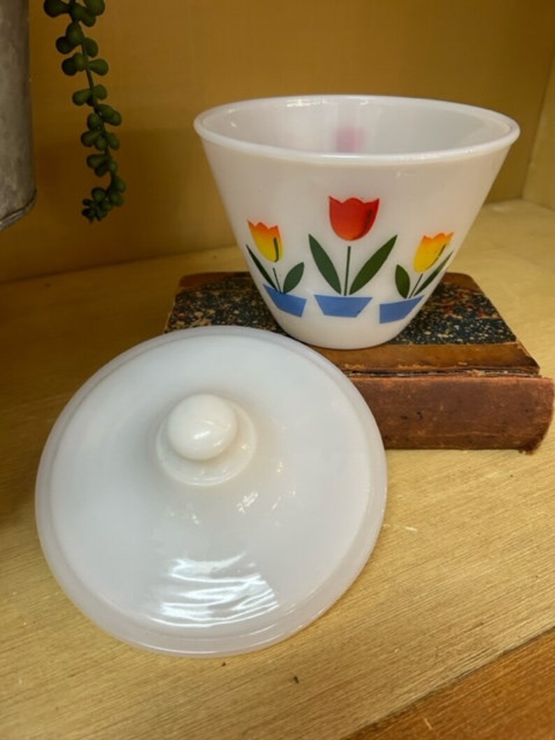 Vintage Fire King Tulip Grease Jar. Fire King Grease Jar. Rare Etsy