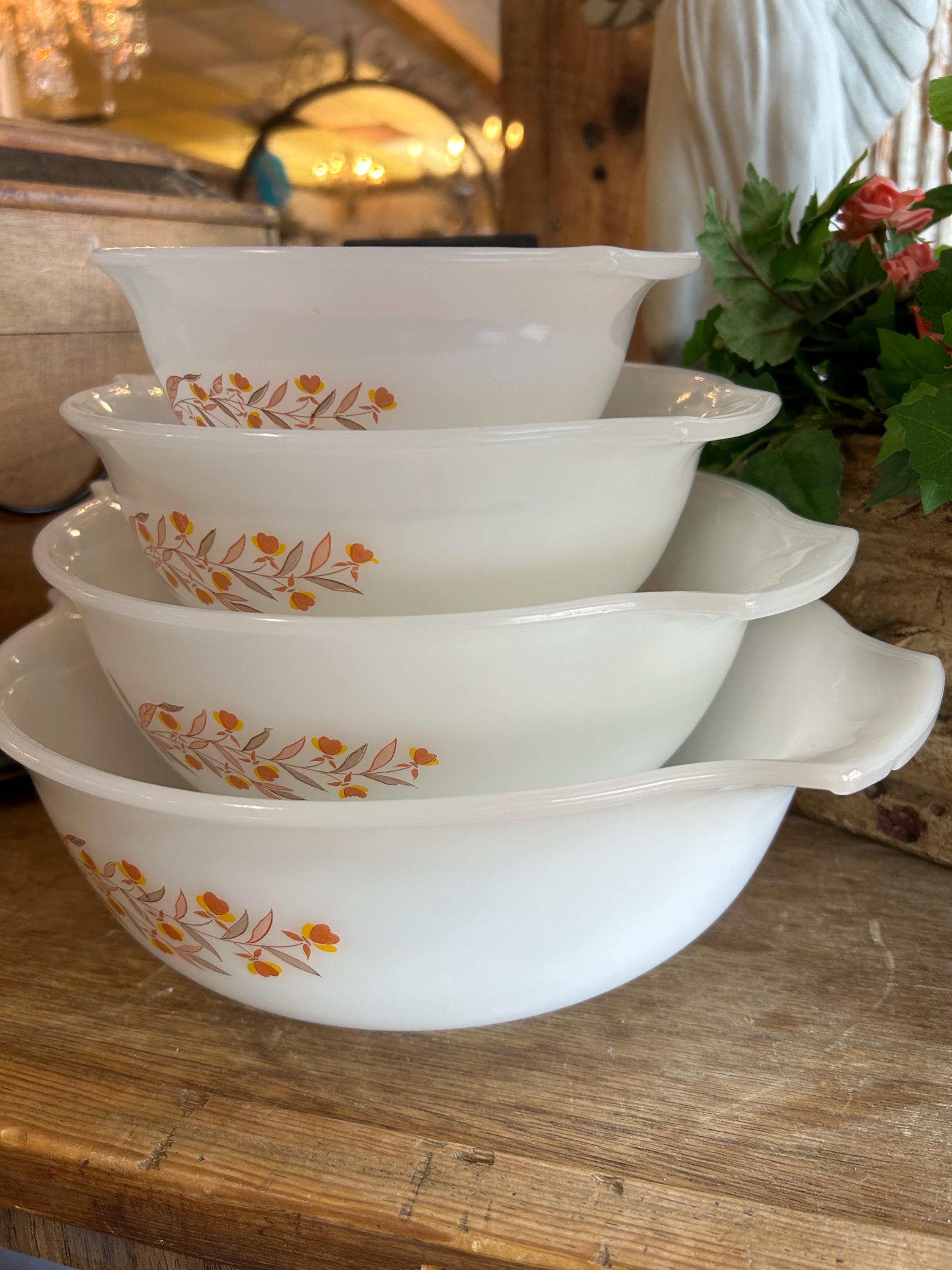 Rare Set Vintage Glassbake Jewel Tea Autumn Leaf Cinderella Nesting ...