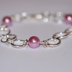 Matching Set | Silver & Pink Pearl Earrings and Bracelet | Handcrafted Elegance