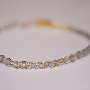 Custom Woven Wire Blue & Gold Bracelet | Handcrafted Elegance