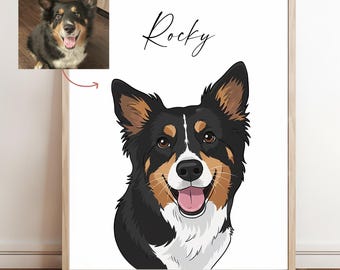 Custom Cartoon Pet Portrait: Personalized Dog Memorial Art (Digital File)
