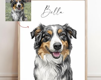 Custom Pet Portrait from Photo, Digital pet portrait painting Personalized dog portrait custom Personalized Dog Art (Digital File)