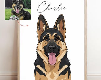 Custom Cartoon Pet Portrait from Photo (Digital Download)