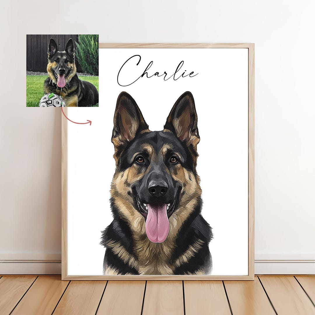 Custom Pet Portrait From Photo, Personalized Dog Art (digital Download ...