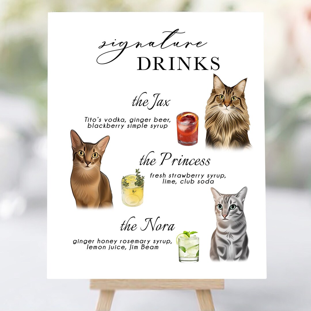 Custom Pet Signature Drink Sign Signature Drink Names for Weddings Pet Signature Drink Sign Dog