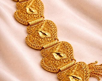 Gold Statement Belt, Bridal Waist Belt, Moroccan Kaftan Belt, Adjustable Wedding Belt, Ethnic Gold Hip Belt, Dirac Belt