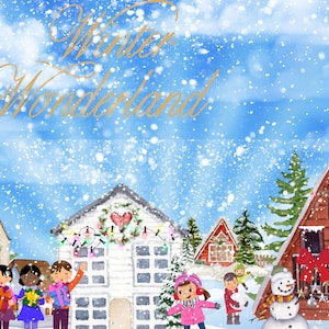 クリスマスイラストポストカード、クリスマスカード、クリスマスカード、季節の挨拶、ホリデーカード、冬、雪、家族