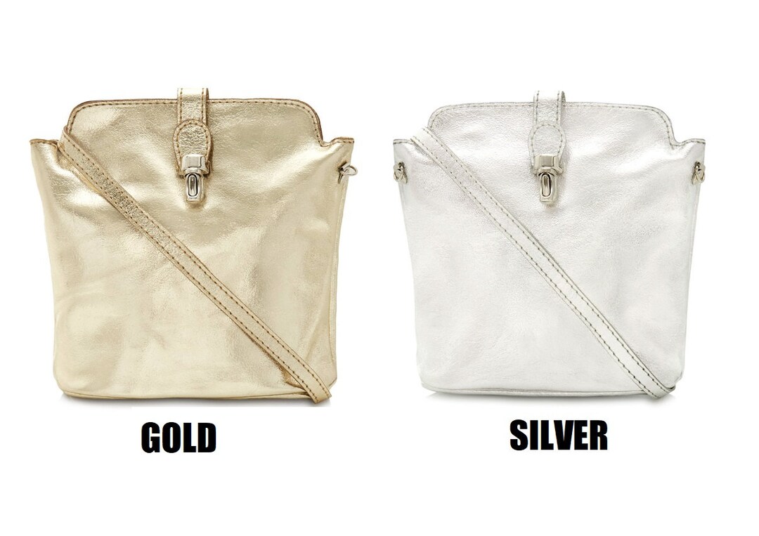 SILVER METALLIC SOL LEATHER BAG