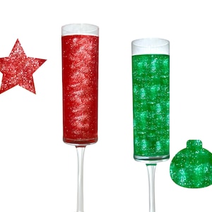 Christmas Drink Glitter, Red and Green Beverage Glitter, Cocktail Garnish, Holiday Drink Kit, Mocktail Gift Idea, Xmas Party (Set of 2 Jars)