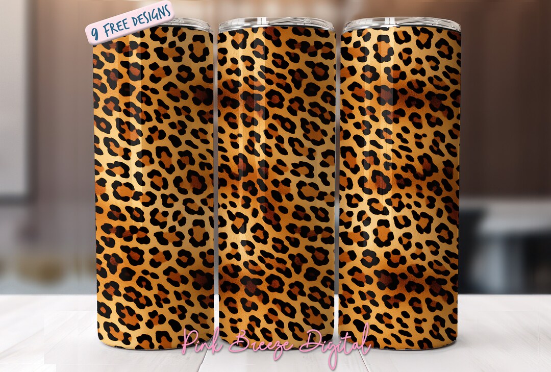 Leopard Print Seamless 20 Oz Skinny Tumbler Sublimation Design ...
