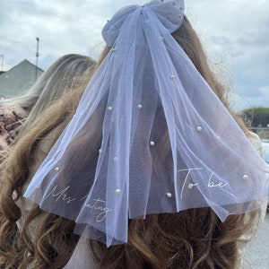 Personalised Bridal Veil for Hen Party | Pearl Veil | Lace Veil | Bride Accessories