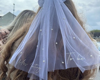 Personalised Bridal Veil for Hen Party | Pearl Veil | Lace Veil | Bride Accessories