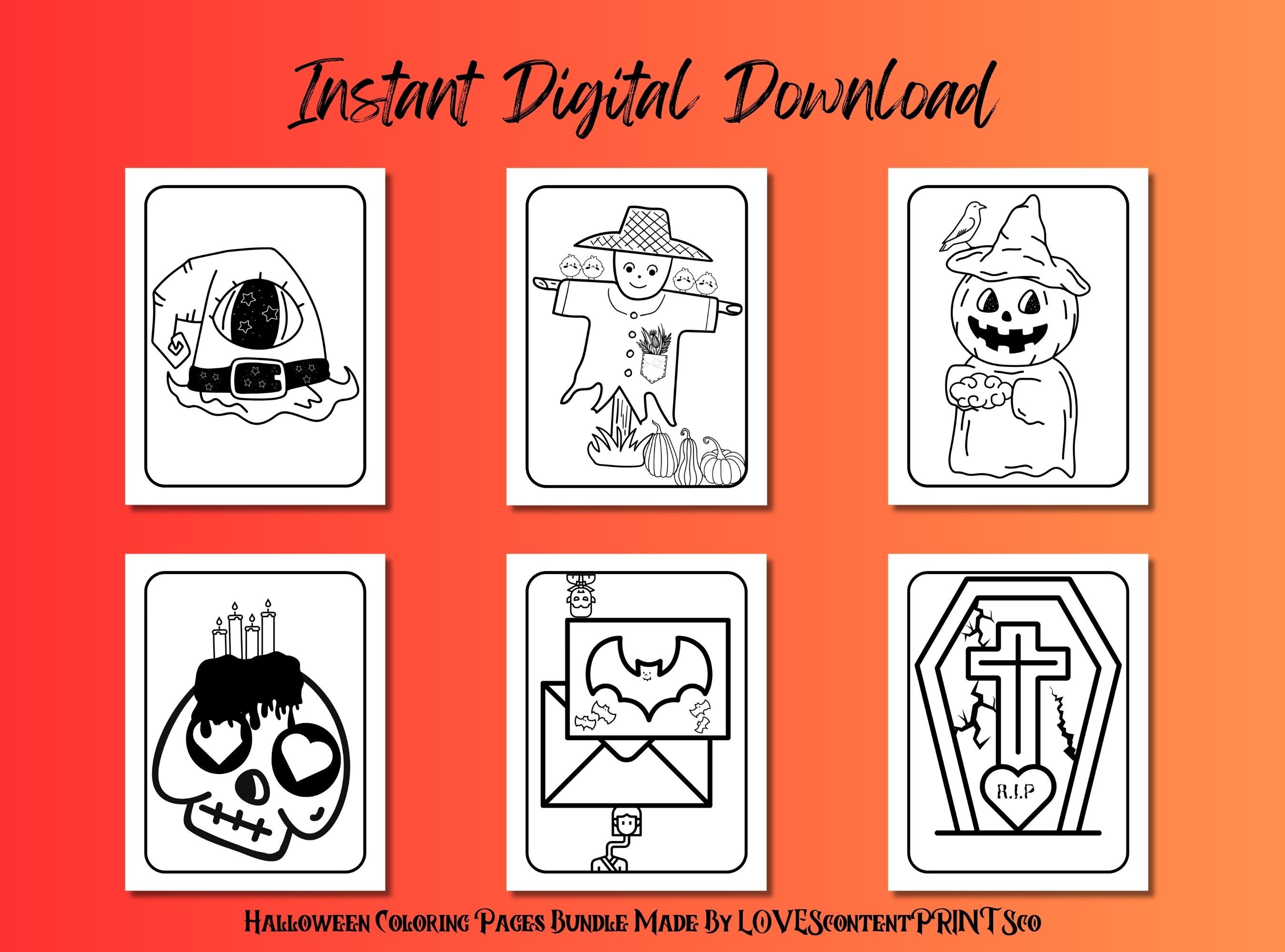 Halloween Coloring Pages Bundle, Fun Printable Designs (digital ...